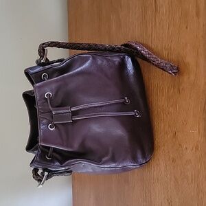 Brown leather Fossil bucket bag